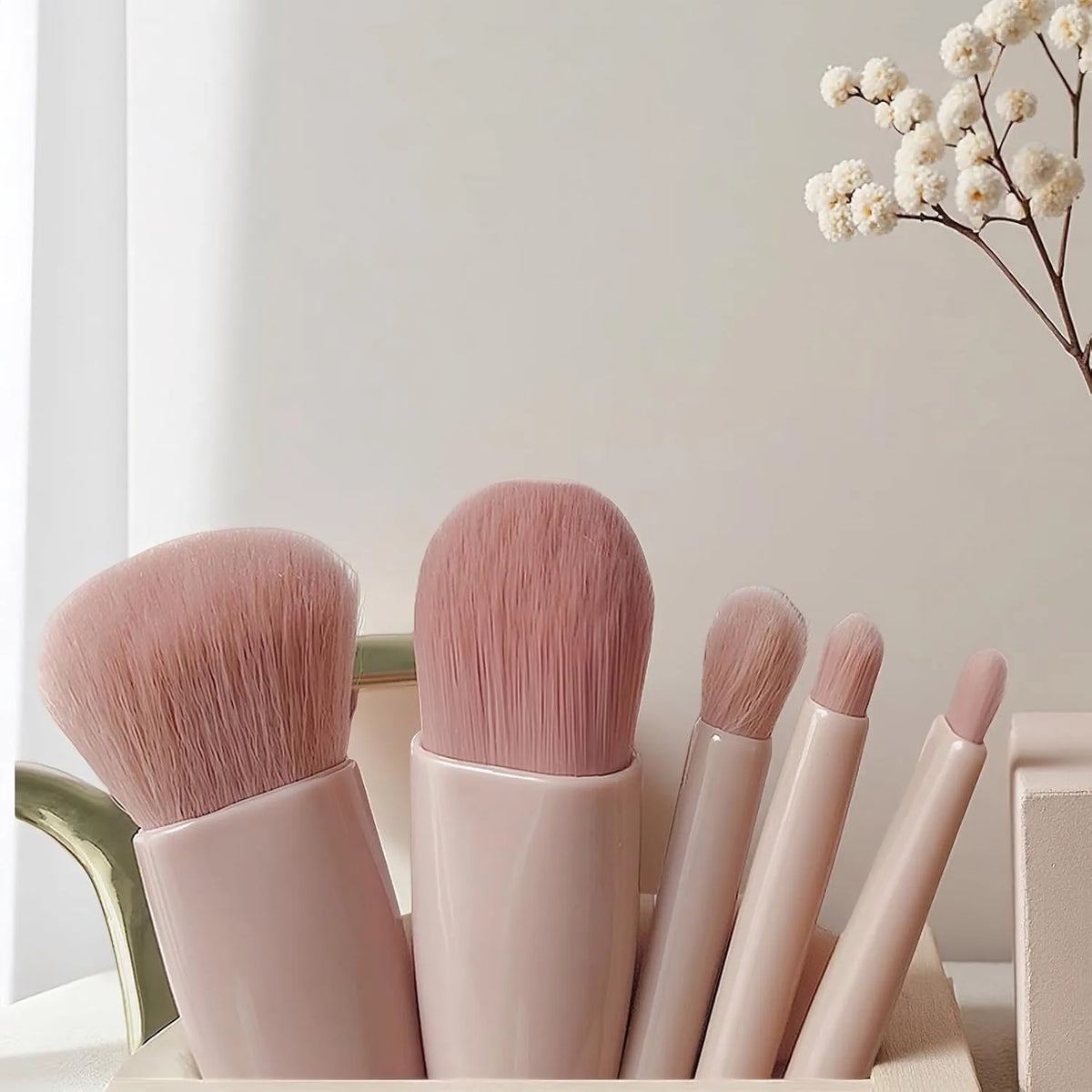 5pcs Mini Makeup Brush Set with Mirror – photo 2