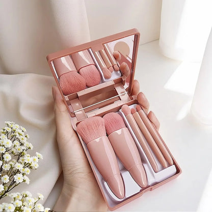 5pcs Mini Makeup Brush Set with Mirror – photo 1